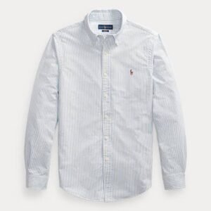 Ralph Lauren White & Blue Slim Fit Striped Casual Shirt