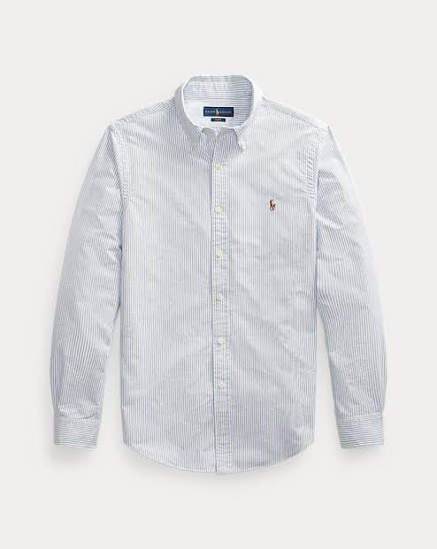 Ralph Lauren White & Blue Slim Fit Striped Casual Shirt
